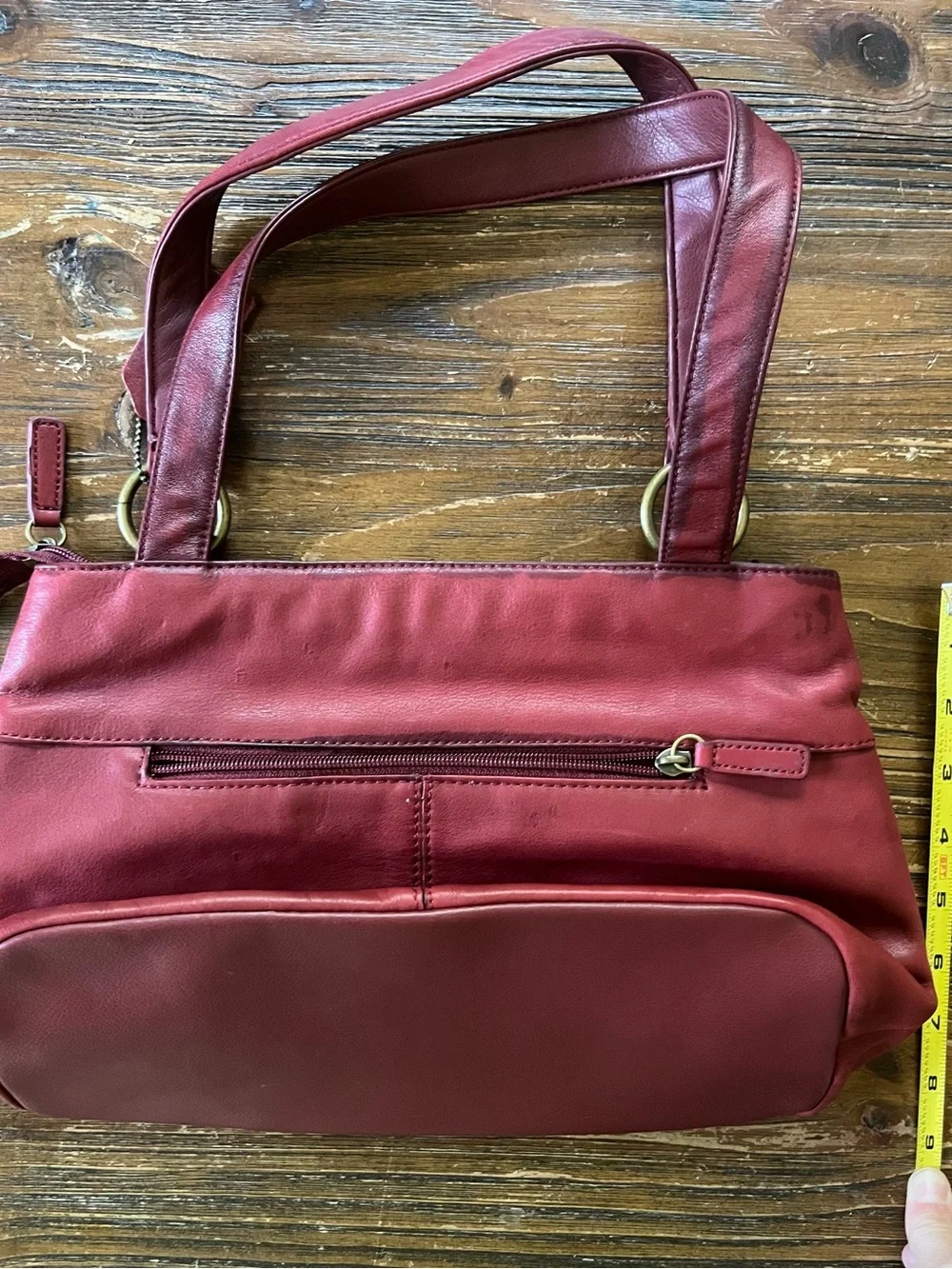 St. John's Bay Red Leather Shoulder Bag with Buckle Rings